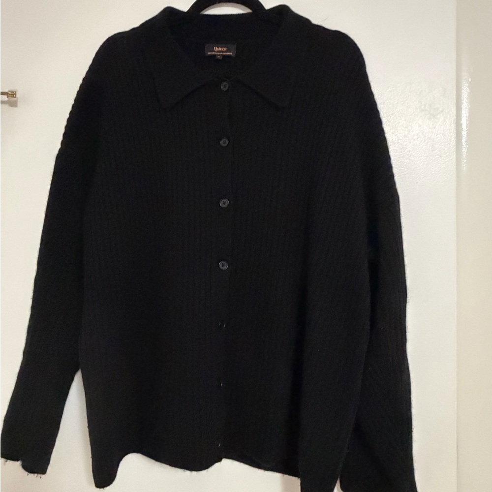 Quince Black Button-Up Cardigan